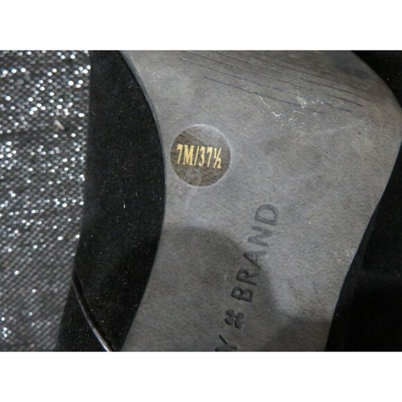 Lucky Brand Wyshing Black Suede Leather Chunky Heeled Boots Booties size 7 - Picture 11 of 11